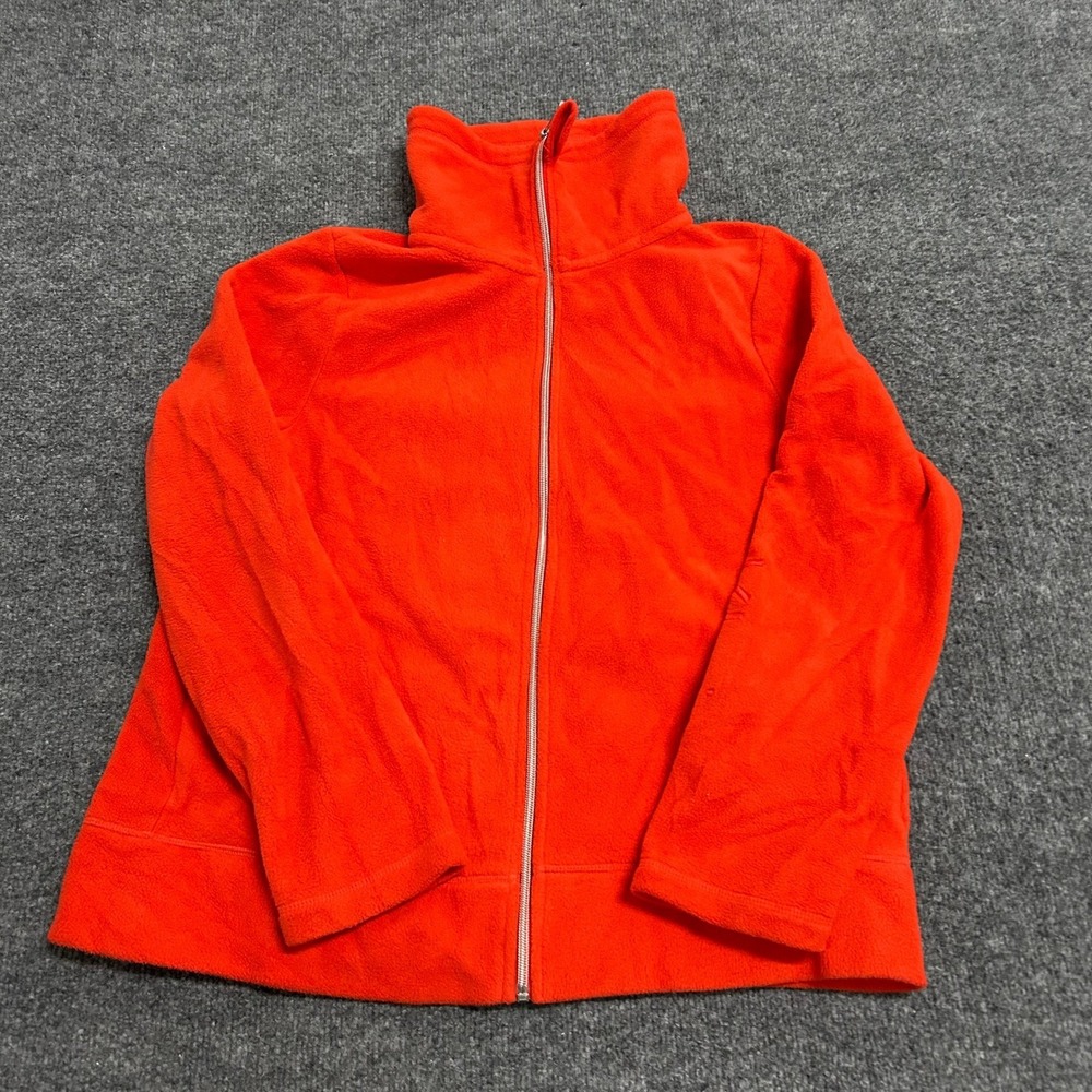 Calvin Klein Fleece Jacket Womens Size L Orange Performance Full Zip Mock Neck